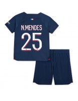 Paris Saint-Germain Nuno Mendes #25 Domácí dres pro děti 2023-24 Krátký Rukáv (+ trenýrky)